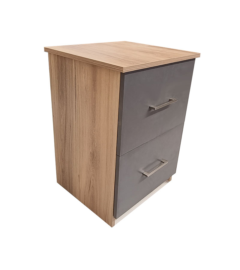 1.CAMBRIDGE 2 DRAWER PEDASTAL (SAHARA & STORM GREY)