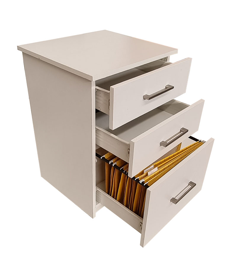 2.CAMBRIDGE 3 DRAWER PEDASTAL (WHITE)