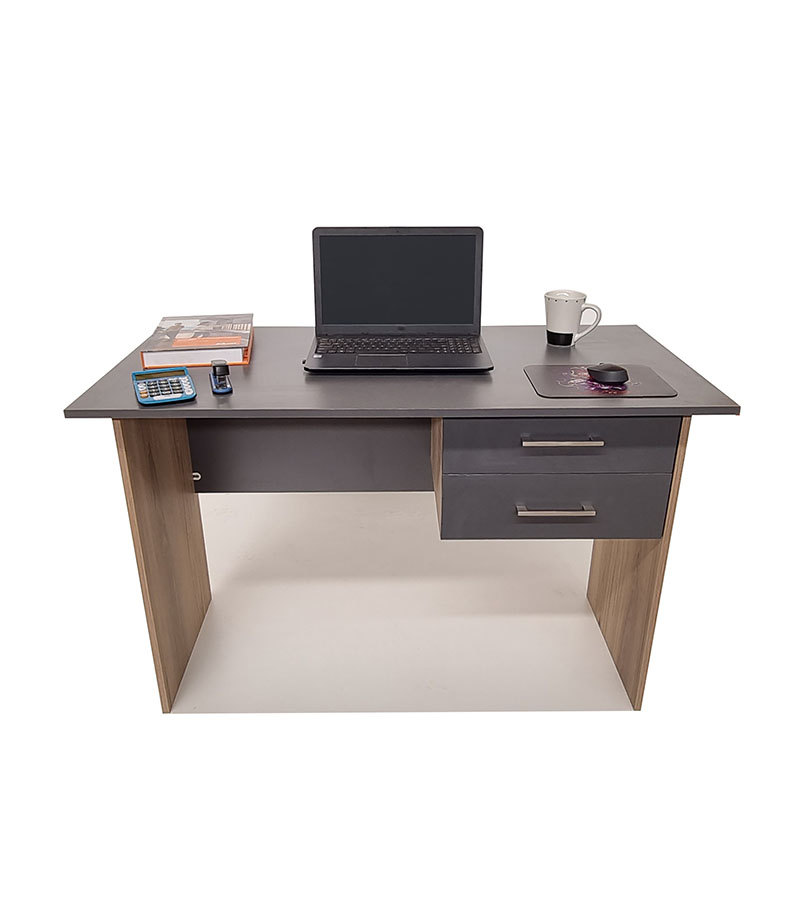 2.LONDON 2 DRAWER DESK (STORM GREY & SAHARA) 120cm
